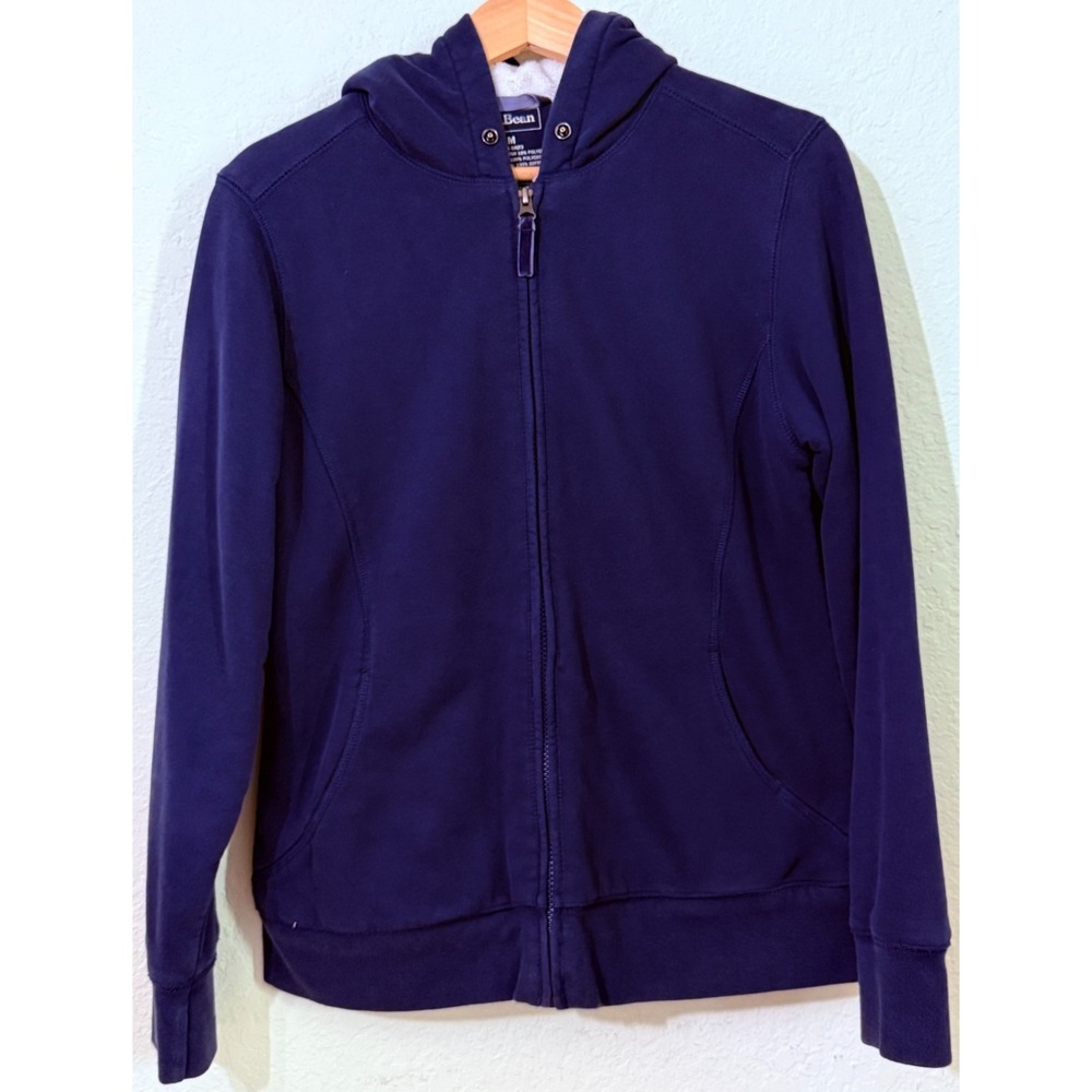 L.L. Bean Navy Faux Fur Lined Hooded Sweatshirt Preppy HYGGE Women's Medium